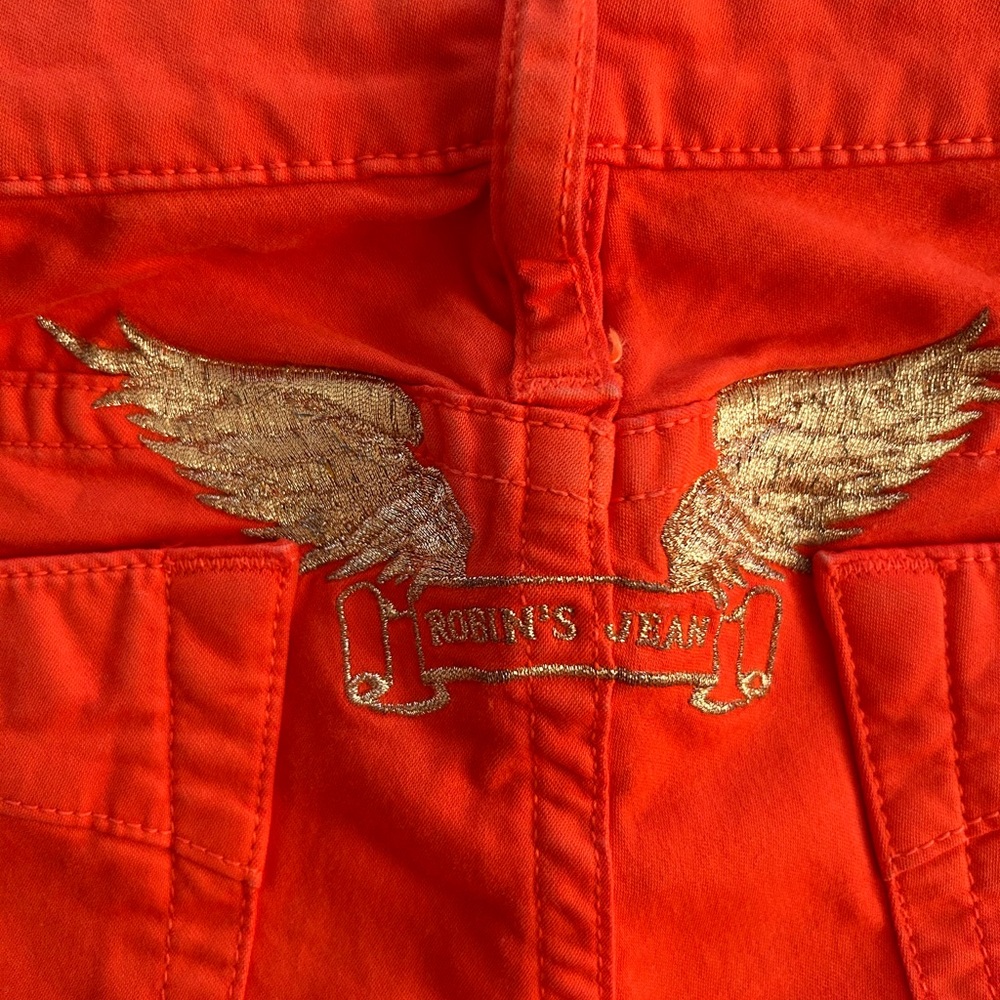 Robin's Jean Fiery Orange Pants with Gold Embroidery